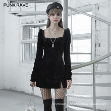 PUNK RAVE winter new arrival girls sexy dark series mini vintage bodycon plus size women velvet casual dresses